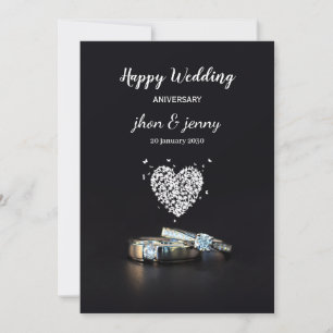 Carte d'anniversaire simple Mariage noir