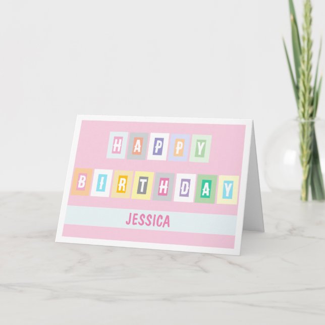 Carte d'anniversaire simple moderne lumineuse et g (Devant)