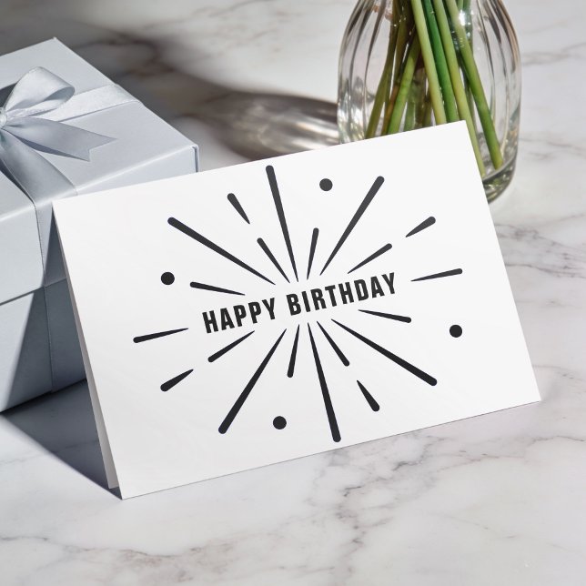 Carte d'anniversaire simple noir et blanc pour ent (Créateur téléchargé)