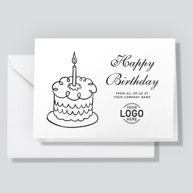 Carte d'anniversaire simple noir et blanc pour ent (Créateur téléchargé)