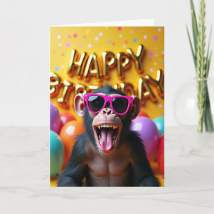 Carte d'anniversaire singe joyeux