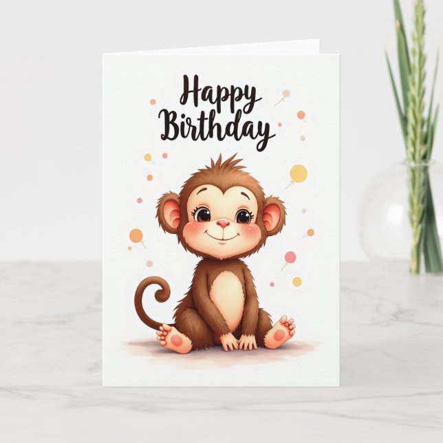 Carte d'anniversaire Singe Mignon (Devant)