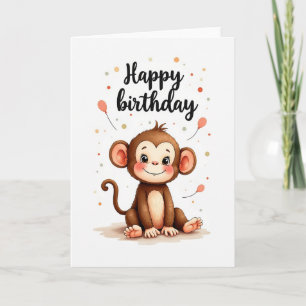 Carte d'anniversaire Singe Mignon