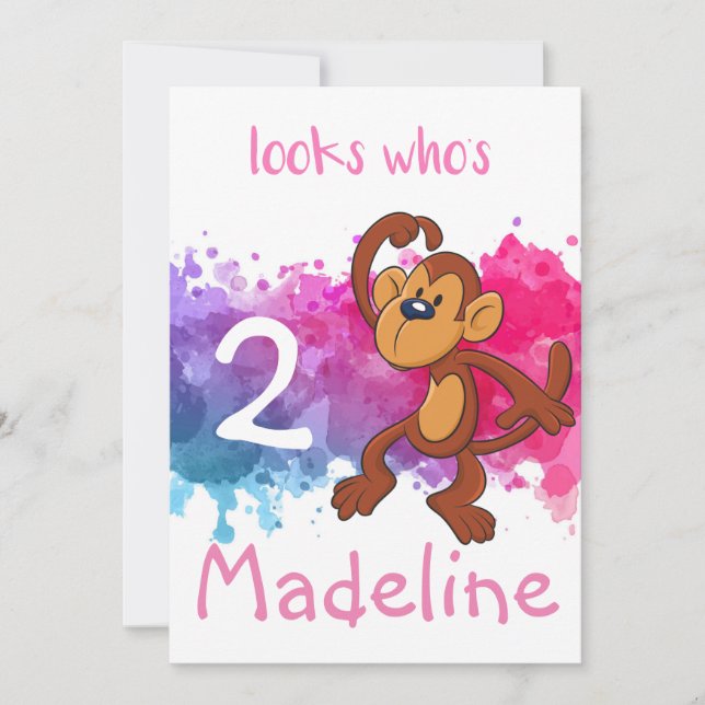 Carte d'anniversaire singe personnalisée (Devant)