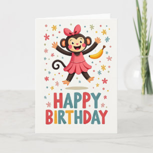 Carte d'anniversaire Singe Rose