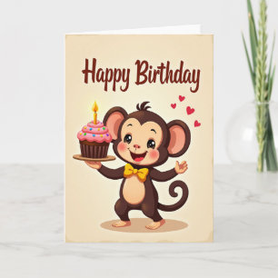 Carte d'anniversaire Singe Sourire