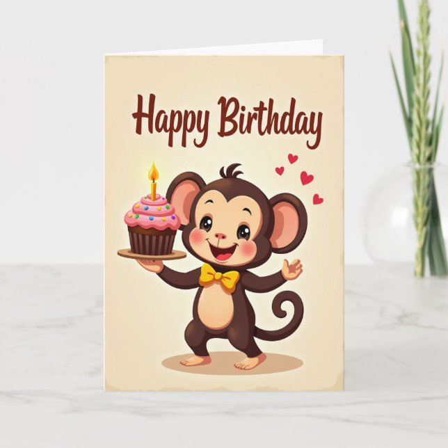 Carte d'anniversaire Singe Sourire (Devant)