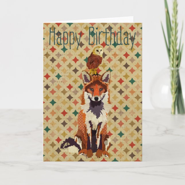Carte d'anniversaire Sir Fox Alot & Owl (Devant)