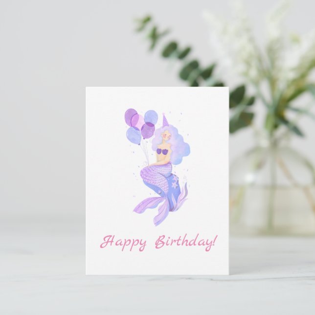 Carte d'anniversaire sirène (Debout devant)
