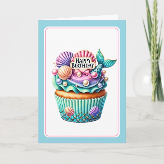 Carte d'anniversaire sirène (Devant)