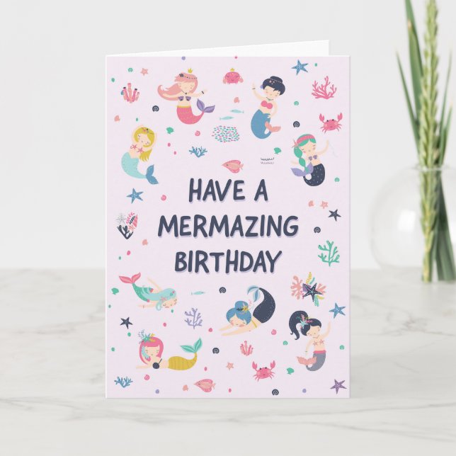 Carte d'anniversaire Sirène pour Filles (Devant)