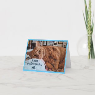 Carte d'anniversaire Sleepy Ginger Cat 70e