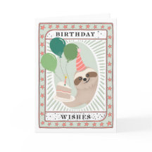 Carte d'anniversaire Sloth | Carte de gâteau de vo