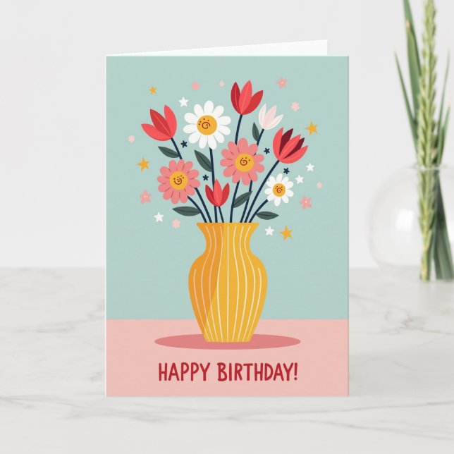 Carte d'anniversaire Smiling Blooms (Devant)