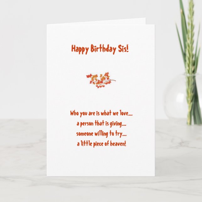 Carte d'anniversaire soeur (Devant)