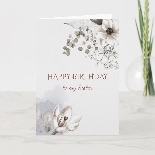 Carte d'anniversaire Soeur Aquarelle Roses (Devant)