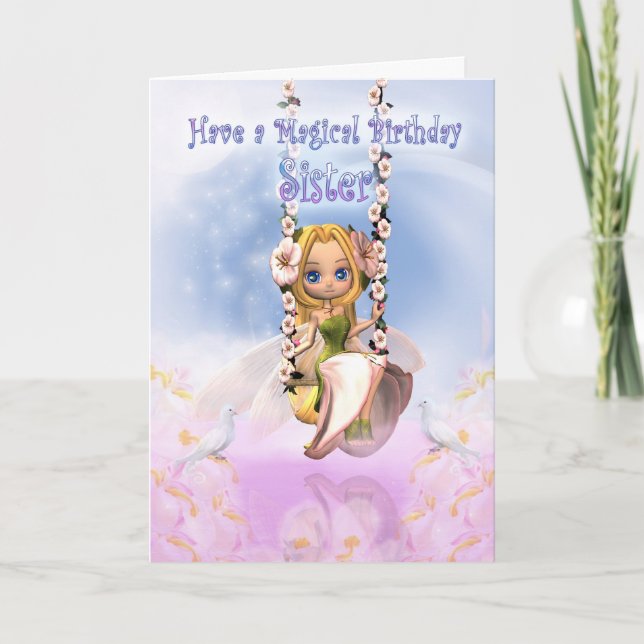 Carte d'anniversaire Soeur avec Cutie Pie fairy su (Devant)