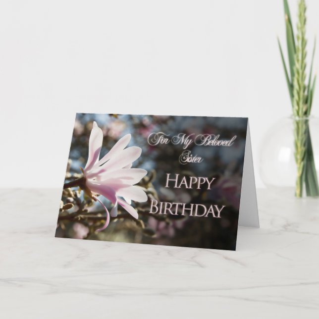 Carte d'anniversaire Soeur avec magnolia (Devant)