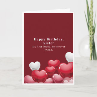 Carte d'anniversaire Sœur Ballon en forme de Cœur