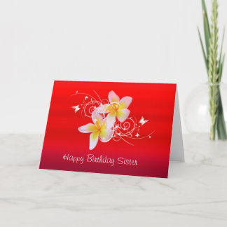 Carte d'anniversaire Sœur Frangipanier Rouge