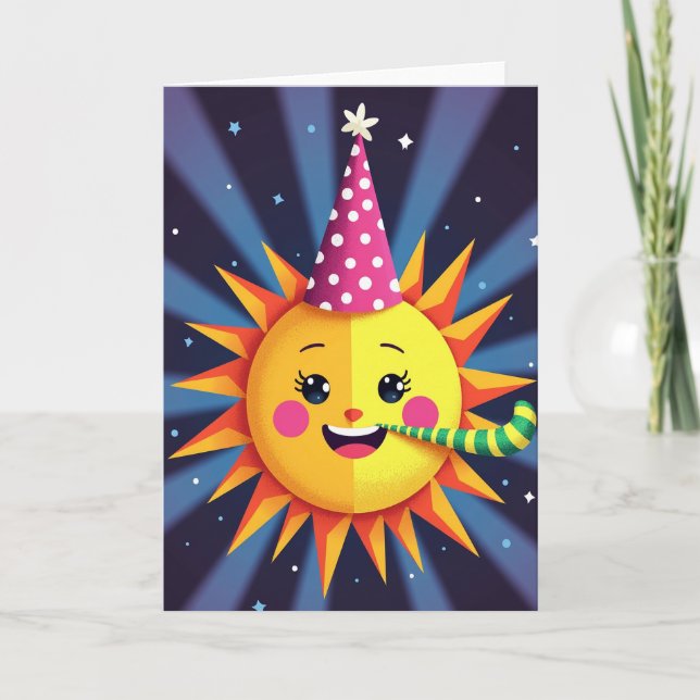 Carte d'anniversaire Soleil Festif (Devant)