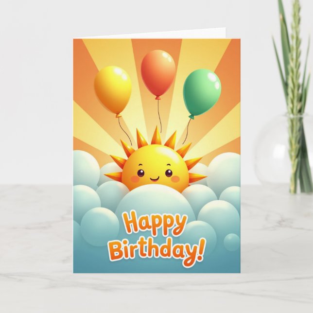 Carte d'anniversaire Soleil Nuage (Devant)