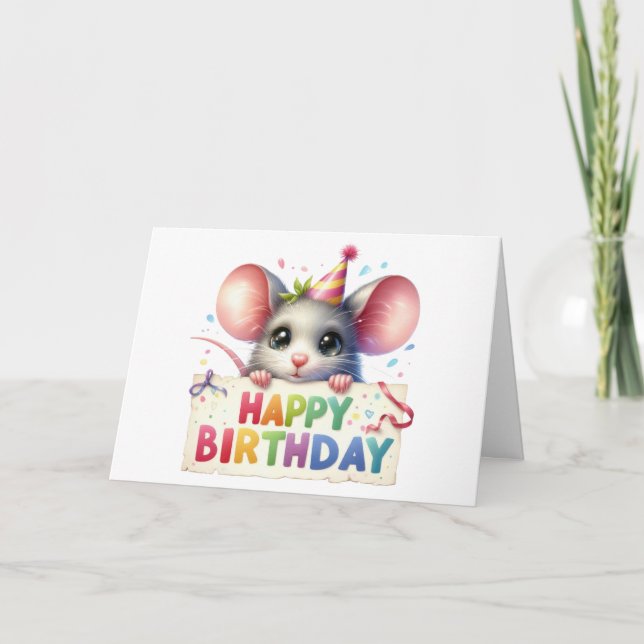 Carte d'anniversaire Souris Mignonne  (Devant)