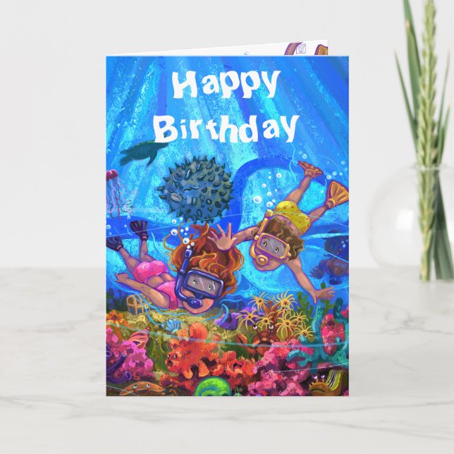 Carte d'anniversaire sous la mer (Devant)