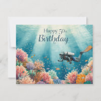 Carte d'anniversaire sous-marine pour 50 ans de pl