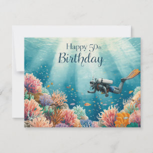 Carte d'anniversaire sous-marine pour 50 ans de pl