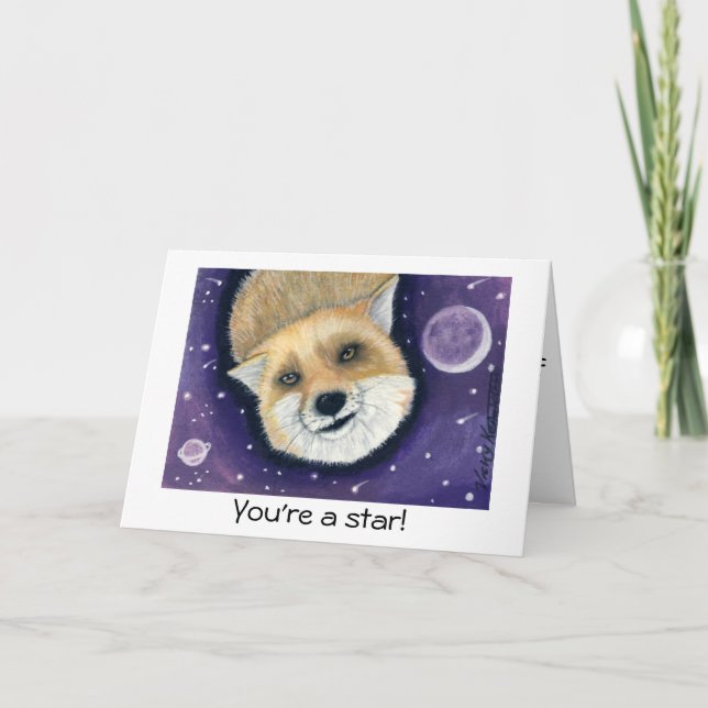 Carte d'anniversaire Space Fox (Devant)
