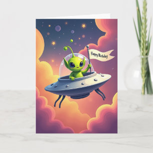 Carte d'anniversaire spatiale douce