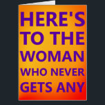 Carte d'anniversaire spéciale drôle, très colorée<br><div class="desc">Carte d'anniversaire audacieuse spéciale drôle. RECTO : À la femme qui ne devient jamais MESSAGE INTÉRIEUR : ... plus vieille. Joyeux Anniversaire. Idéal pour un membre de la famille ou un ami qui a un bon sens de l'humour. Remarque : AUCUNE PERSONNALISATION OU TÉLÉCHARGEMENT DE PHOTO. Tout le texte peut...</div>