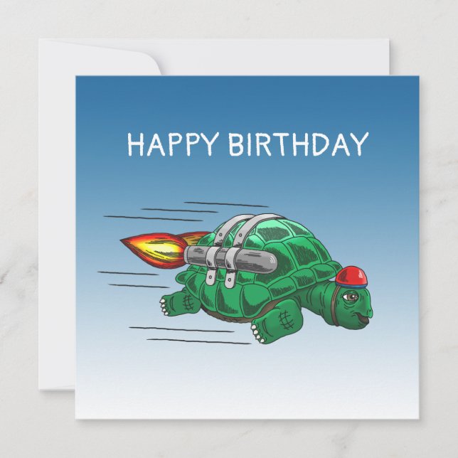Carte d'anniversaire Speed Rocket Turtle (Devant)