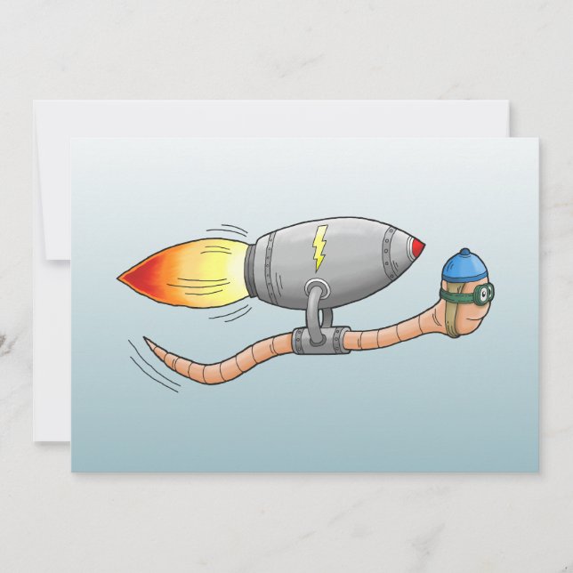 Carte d'anniversaire Speedy Rocket Worm (Devant)
