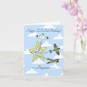 Carte d'anniversaire Spitfire Star Blue Sky