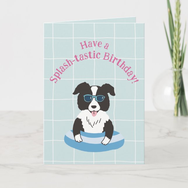 Carte d'anniversaire Splash-tastic Border Collie (Devant)