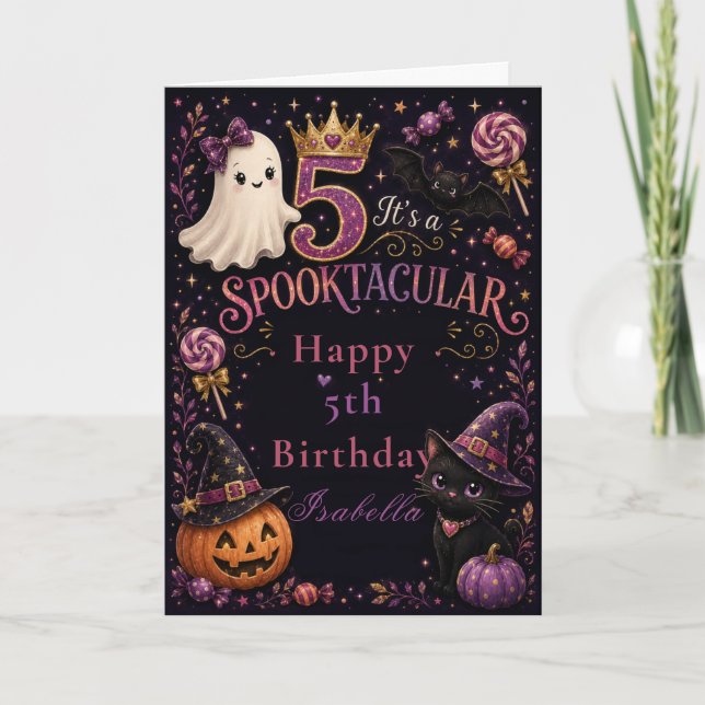 Carte d'anniversaire Spooktacular 5 ans (Devant)