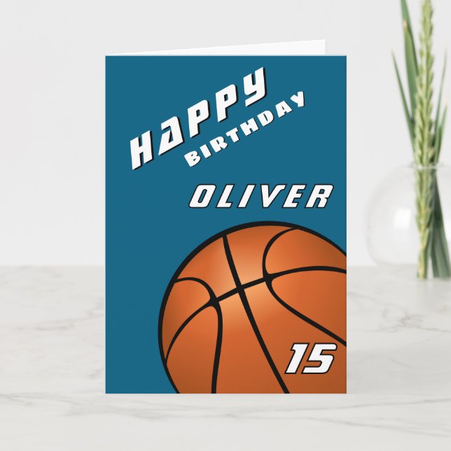 Carte d'anniversaire sportive de basket-ball moder (Devant)