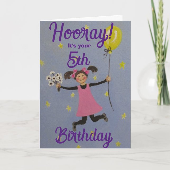 Carte d'anniversaire standard pour 5 ans, pliée 5" (Devant)