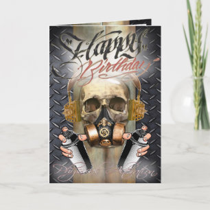 Carte d'anniversaire steampunk\graffiti crâne