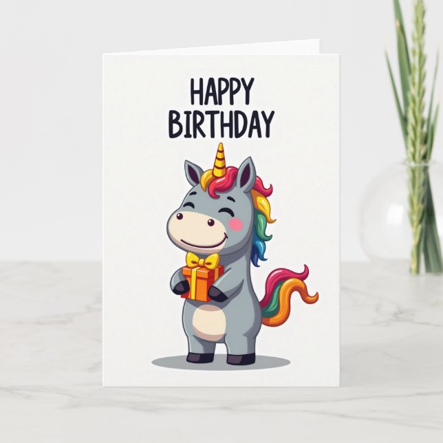 Carte d'anniversaire stylisée avec cheval (Devant)