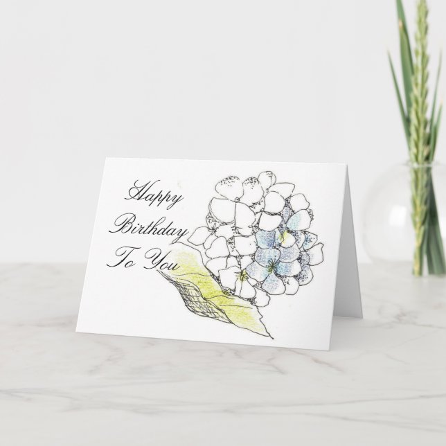 Carte d'anniversaire Stylo à fleurs Hydrangea et d (Devant)