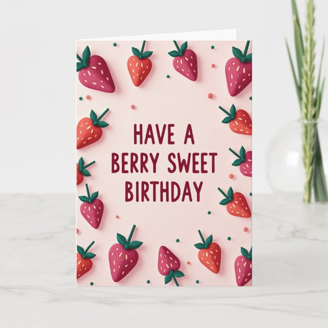 Carte d'anniversaire sucrée à la fraise (Devant)