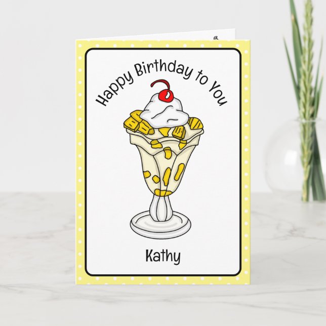 Carte d'anniversaire sucrée Crème glacée Sundae (Devant)
