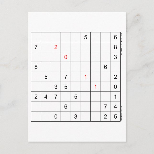 Carte d'anniversaire Sudoku 20-11 (Devant)