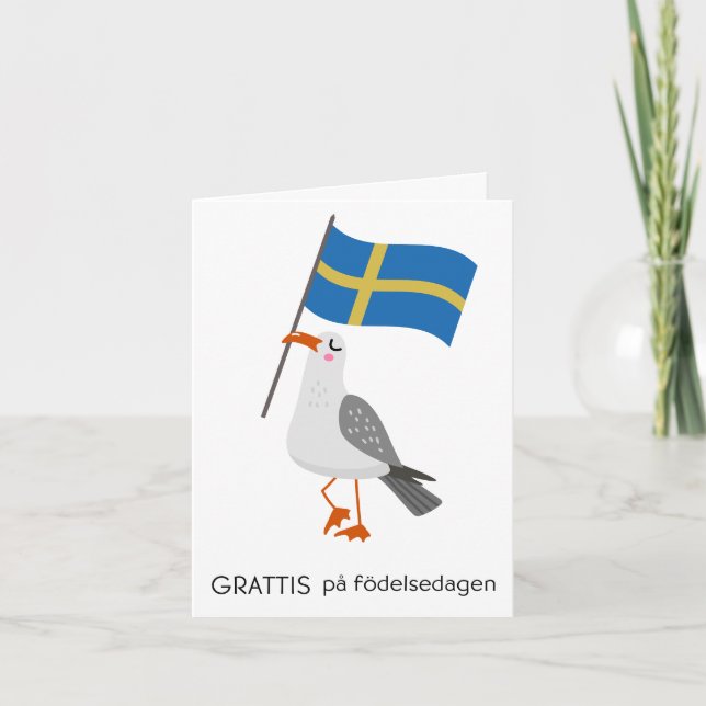 Carte d'anniversaire suédoise - Grattis på födelse (Devant)