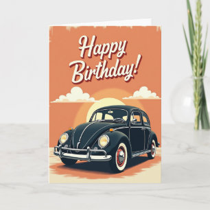 Carte d'anniversaire Sunset Auto