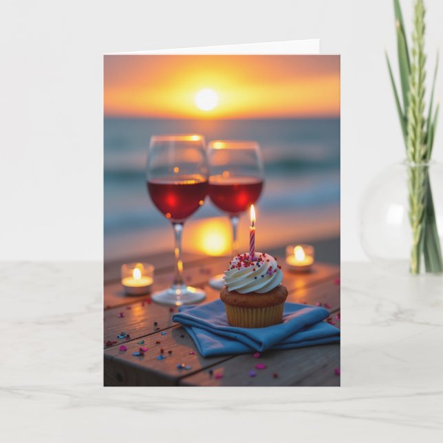 Carte d'anniversaire Sunset Waters (Devant)