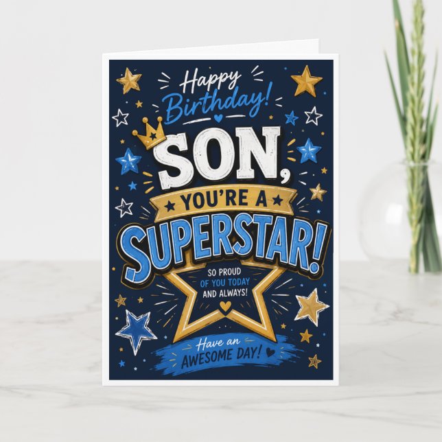 Carte d'anniversaire Superstar pour fils  (Devant)